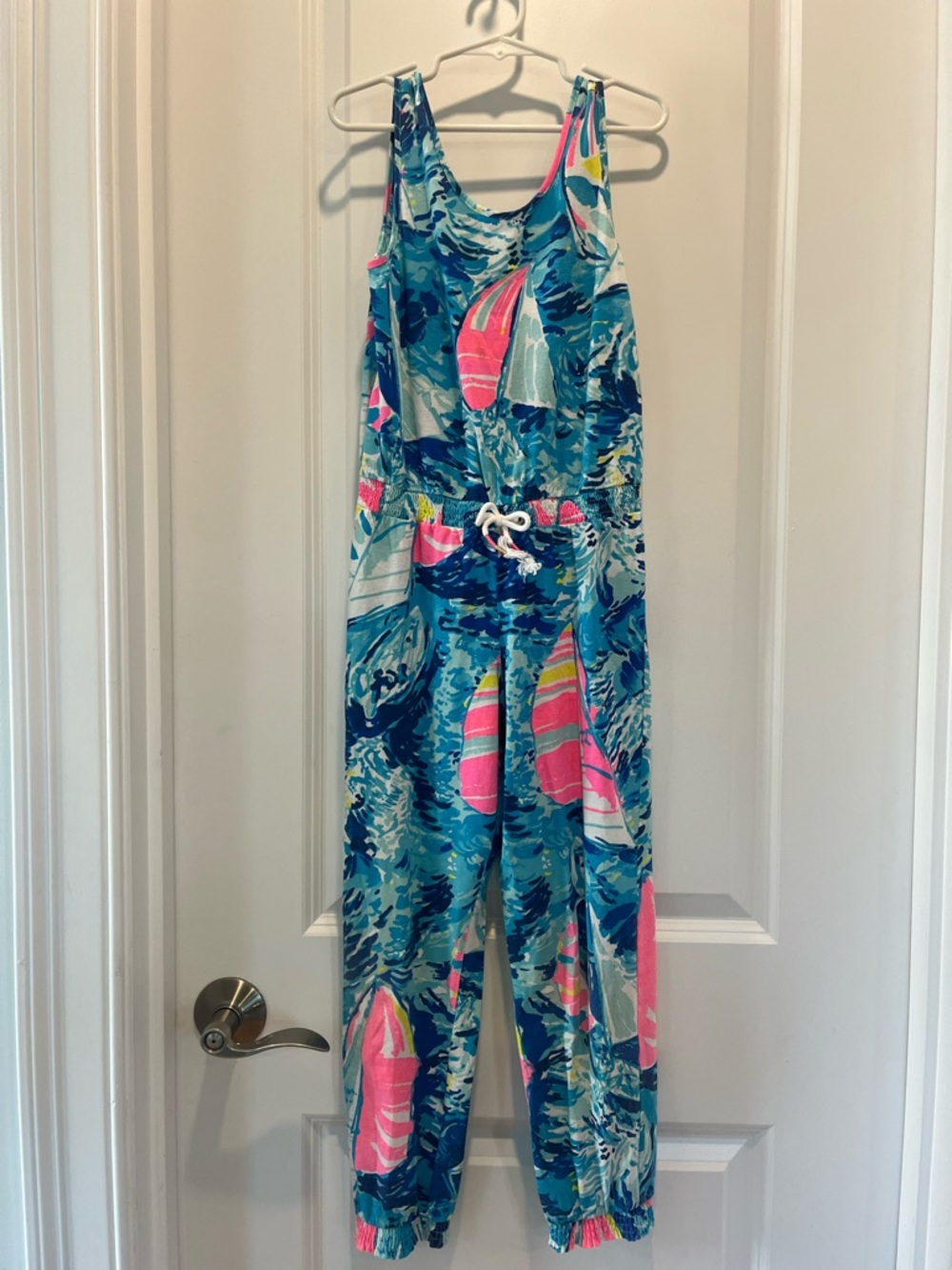 Lilly Pulitzer Sailboat Print Jumpsuit/Romper - Blue & Pink.  Size 6-7